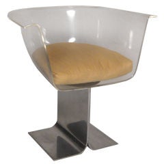 Retro STYLISH 1970s LUCITE AND STEEL SWIVEL CHAIR