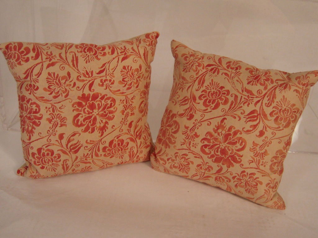 2 VINTAGE FORTUNY FABRIC PILLOWS In Excellent Condition In Essex, MA
