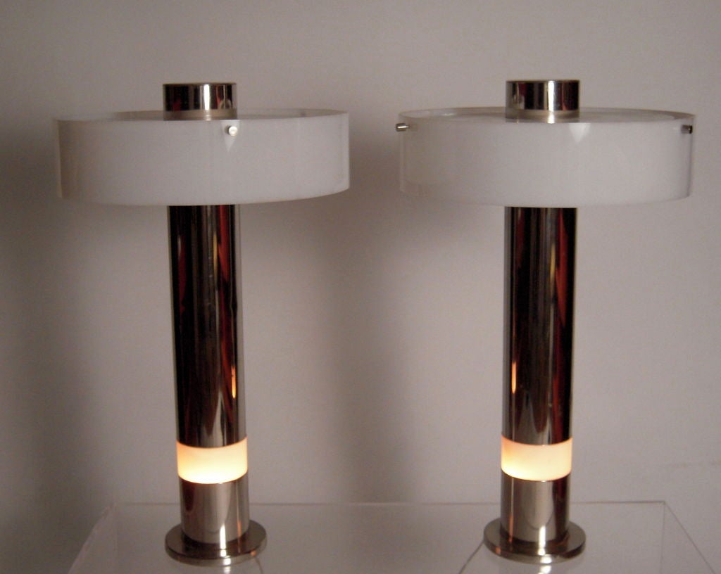 Late 20th Century PAIR OF STYLISH 1970s CHROME COLUMN LAMPS