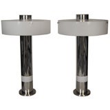 PAIR OF STYLISH 1970s CHROME COLUMN LAMPS