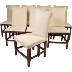 Vintage SET OF 4 CAMPAIGN STYLE FOLDING UPHOLSTERED DINING CHAIRS