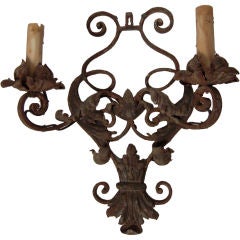 Antique FRENCH WROUGHT IRON SCONCE, c. 1920