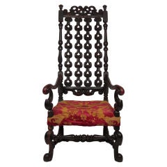 Antique UNUSUALLY LARGE LARGE WILLIAM AND MARY BANNISTER BACK ARMCHAIR