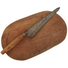 Antique UNUSUAL DUAL  BREAD AND CAKE KNIFE WITH CUTTING BOARD