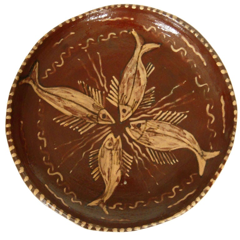 VINTAGE MEXICAN POTTERY FISH CHARGER