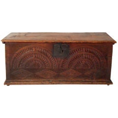 18TH C ENGLISH CARVED ELM BLANKET CHEST