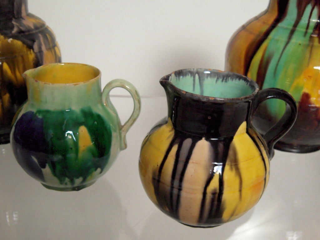 Mexican COLLECTION OF 3 VINTAGE MEXICAN POTTERY PITCHERS