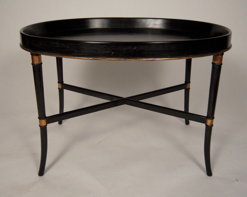 REGENCY STYLE EBONIZED OVAL TRAY TOP COFFEE TABLE 3