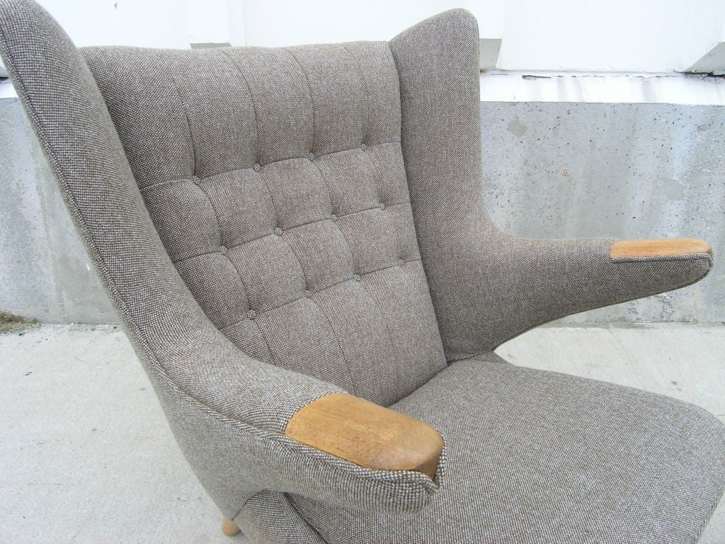 Danish Pair of Papa Bear Chairs with Ottomans by Hans Wegner
