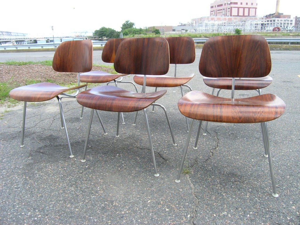 American Rare Set of Six Rosewood DCM Chairs by Charles Eames
