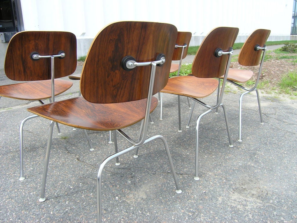Rare Set of Six Rosewood DCM Chairs by Charles Eames 1