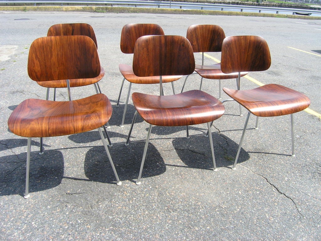 Rare Set of Six Rosewood DCM Chairs by Charles Eames 3
