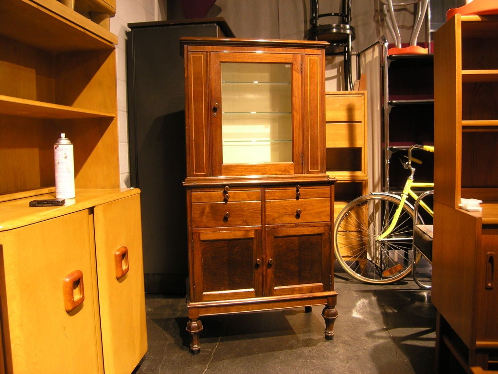 Vintage Walnut Medical Cabinet by Hamilton