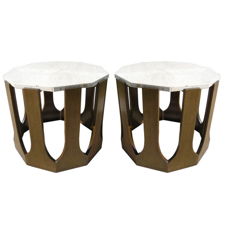Pair of Decagonal Side Tables by Harvey Probber