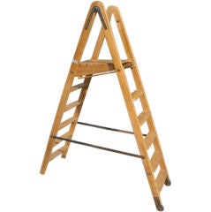 Antique Double sided step ladder on wheels