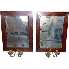 Antique Pair of mirrored two arm sconces