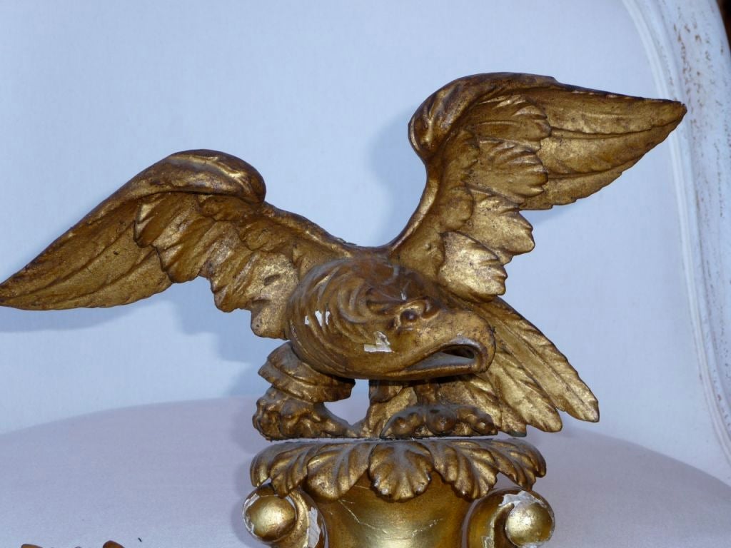 18th Century and Earlier 18th Century Giltwood Convex Mirror w/ Eagle For Sale