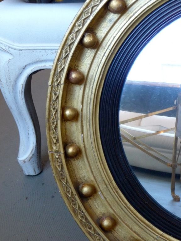 18th Century Giltwood Convex Mirror w/ Eagle For Sale 2
