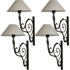 Pair of 19th Century French Scrolled Iron Sconces