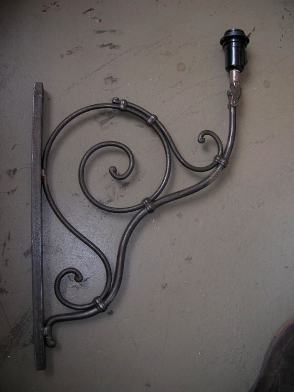 Pair of 19th Century French Scrolled Iron Sconces For Sale 5