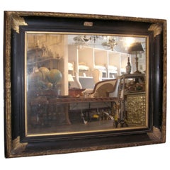 19th Century Large Gilded and Ebonized Mirror