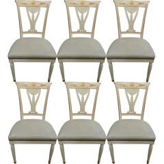 Set of Six 19th Century Paint and Gilt Side Chairs