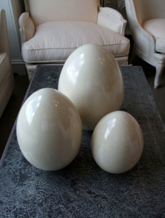 Italian Set of 3 large porcelain eggs
