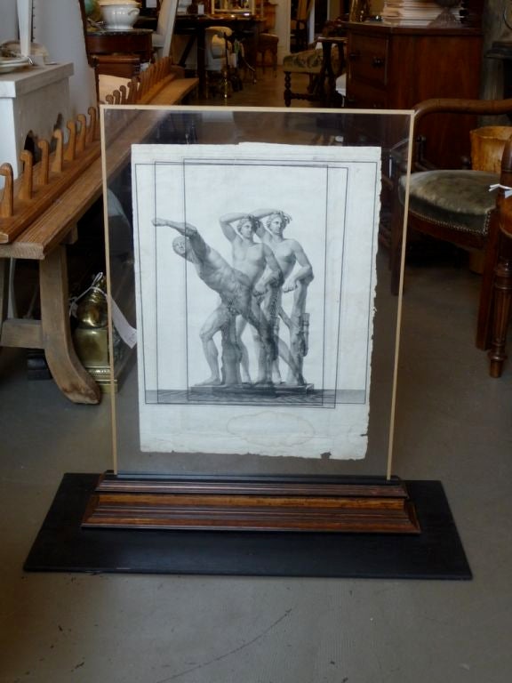 A rare double sided triple-struck etching in a custom glass frame. Possibly Piranesi. 

Dimensions of etching: 15 W x 21 H.