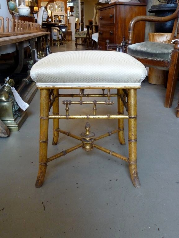 Giltwood Faux Bamboo Stool at 1stDibs