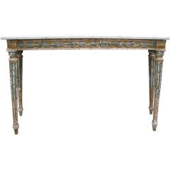 Louis XVI Style Painted and Gilt Wood Console Table