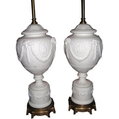 Vintage Pair Wedgwood Style Lamps