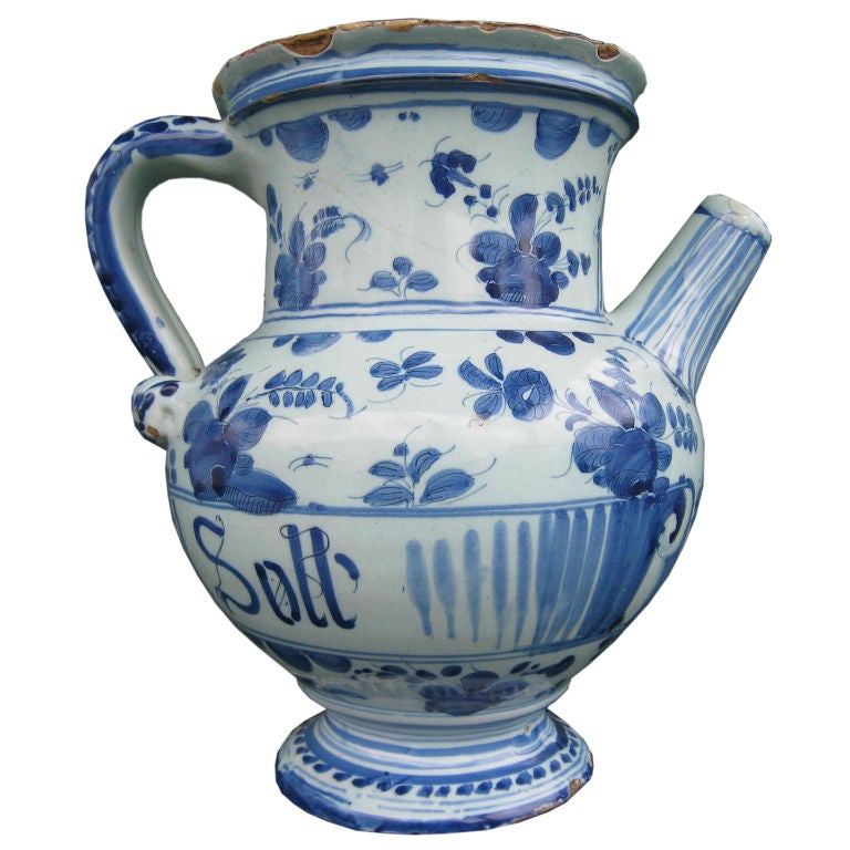 Italian Blue and White Drug Jar at 1stDibs