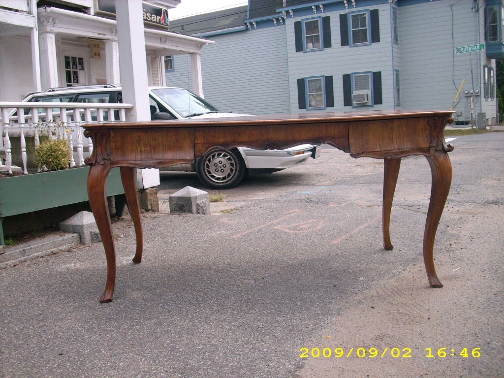 Italian Rococo Style Olive Wood Writing Table