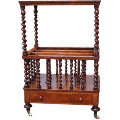 English Victorian Burled Walnut Canterbury