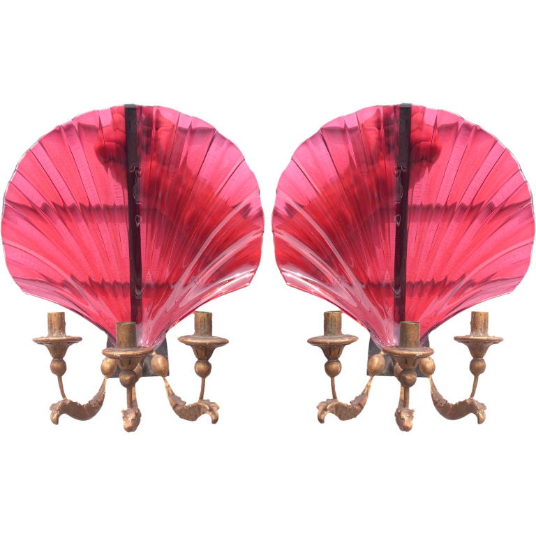 Pair of French Scalloped Shell Wall Sconces