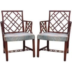 Pair of George III Mahogany "Cockpen" Armchairs