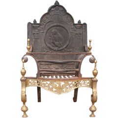 George III Cast Iron and Brass Fireplace Grate