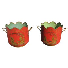 Pair of French Tole Cache Pots