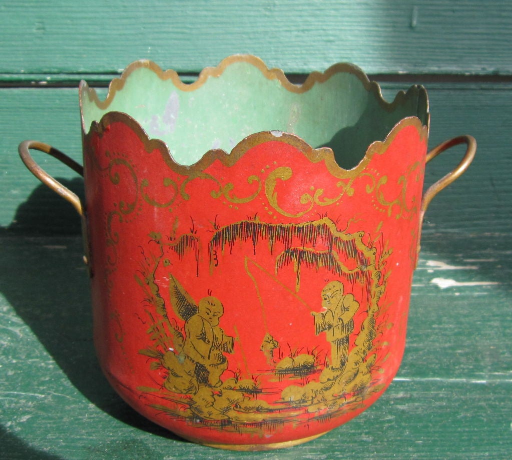 Pair of French Tole Cache Pots