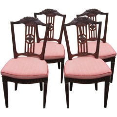 Set of Four Dutch Neoclassic Elmwood Chairs