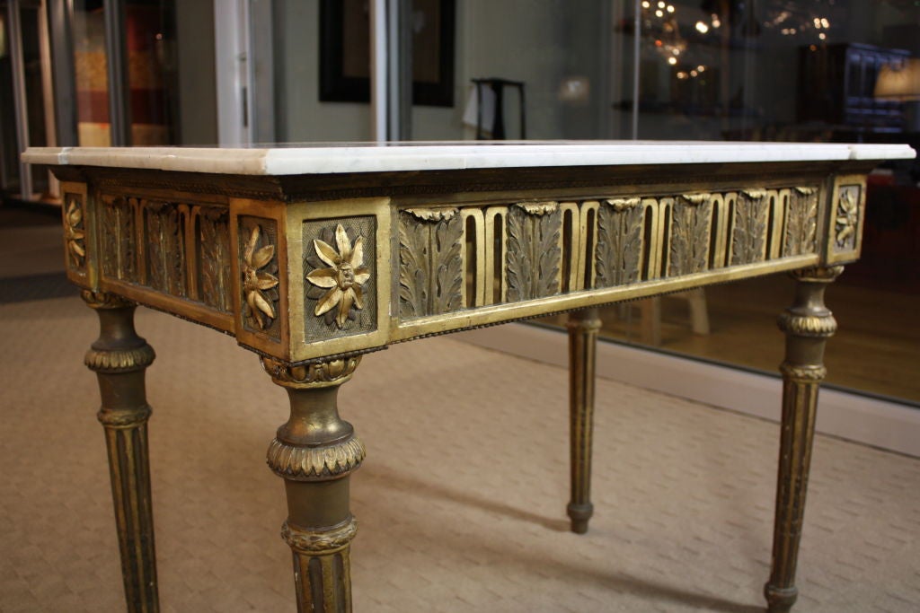 Polychromed 18th Century Italian Neoclassical Console Table with Marble Top