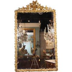 Beautiful Palm Leaf Gilded Mirror with Roses and Mercury Glass