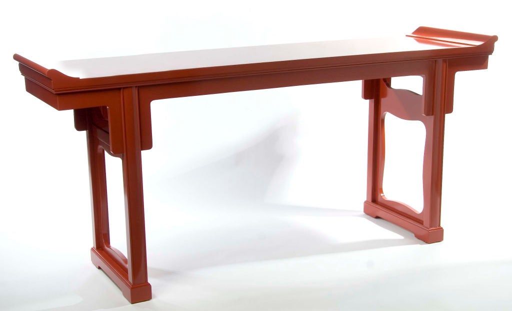 Chinese Red Lacquer Console Table by Baker