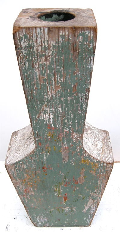 Folky Wooden Vase Of Tin Tulips For Sale 1