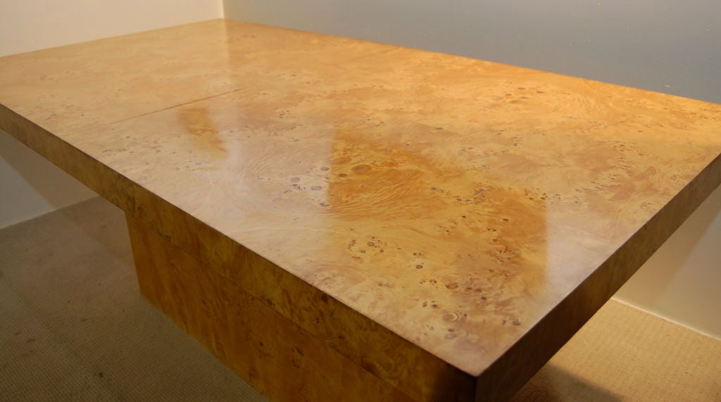 MILO BAUGHMAN EXTENDING BURL DINING TABLE