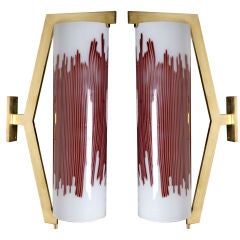 Pair of large  wall sconces   by Massimo Vignelli for Venini