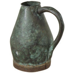 Antique 1920s Industrial Copper Pitcher with superb original patination.