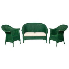 Set of 1930s Lloyd Loom sofa and armchairs
