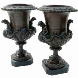 Pair of Bronze Urns