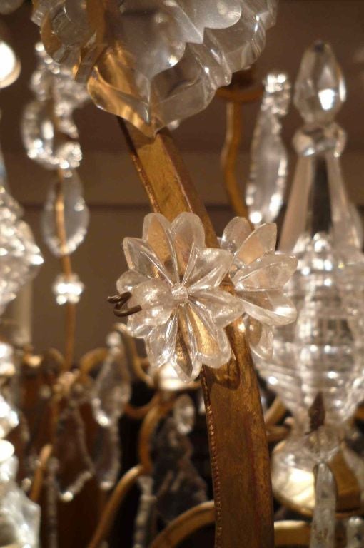 Matching Pair of French Bronze and Crystal Chandeliers